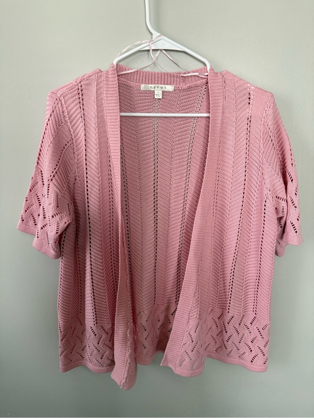 Cyrus Dusty Pink Open-Front Knit Cardigan